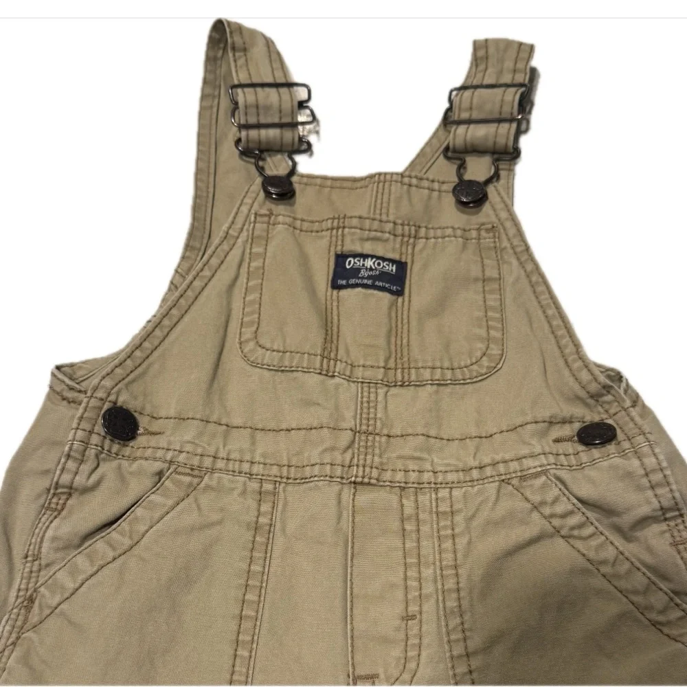 OshKosh B'gosh Boys' Khaki Cargo Overalls | Size 2T